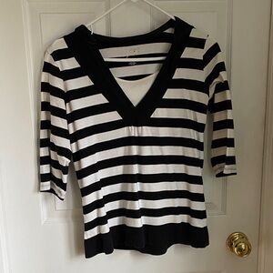 Style & Co. Black and White Striped Long Sleeve Top